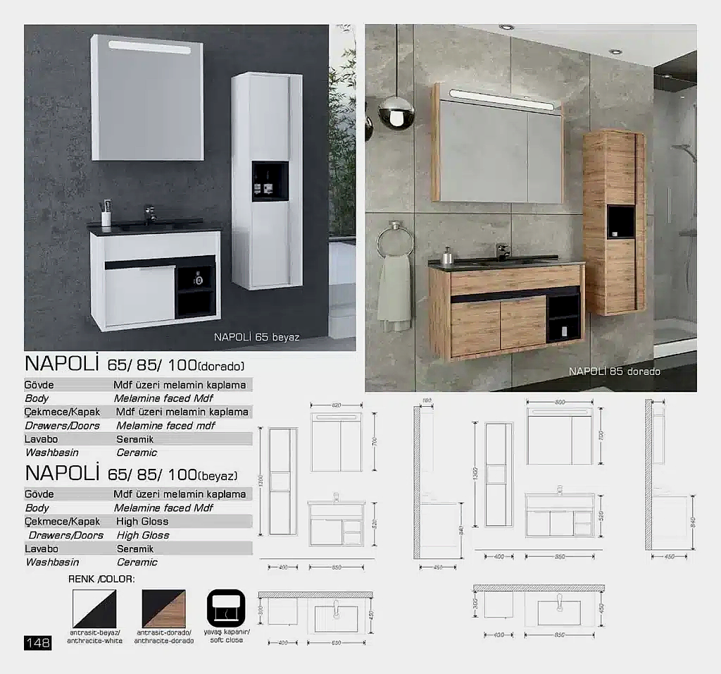 lux napoli banyo mobilyası
