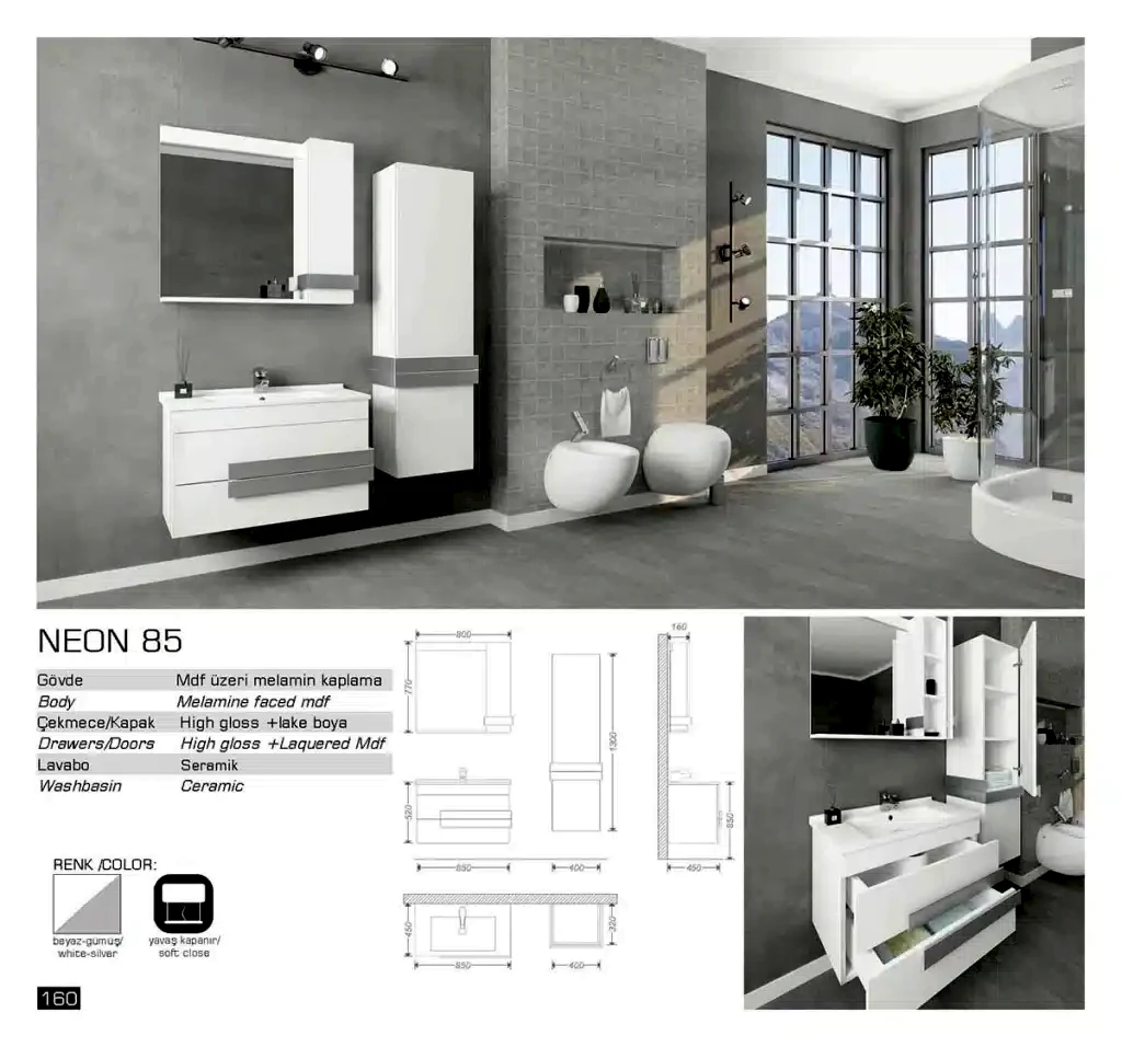 lux neon banyo mobilyası