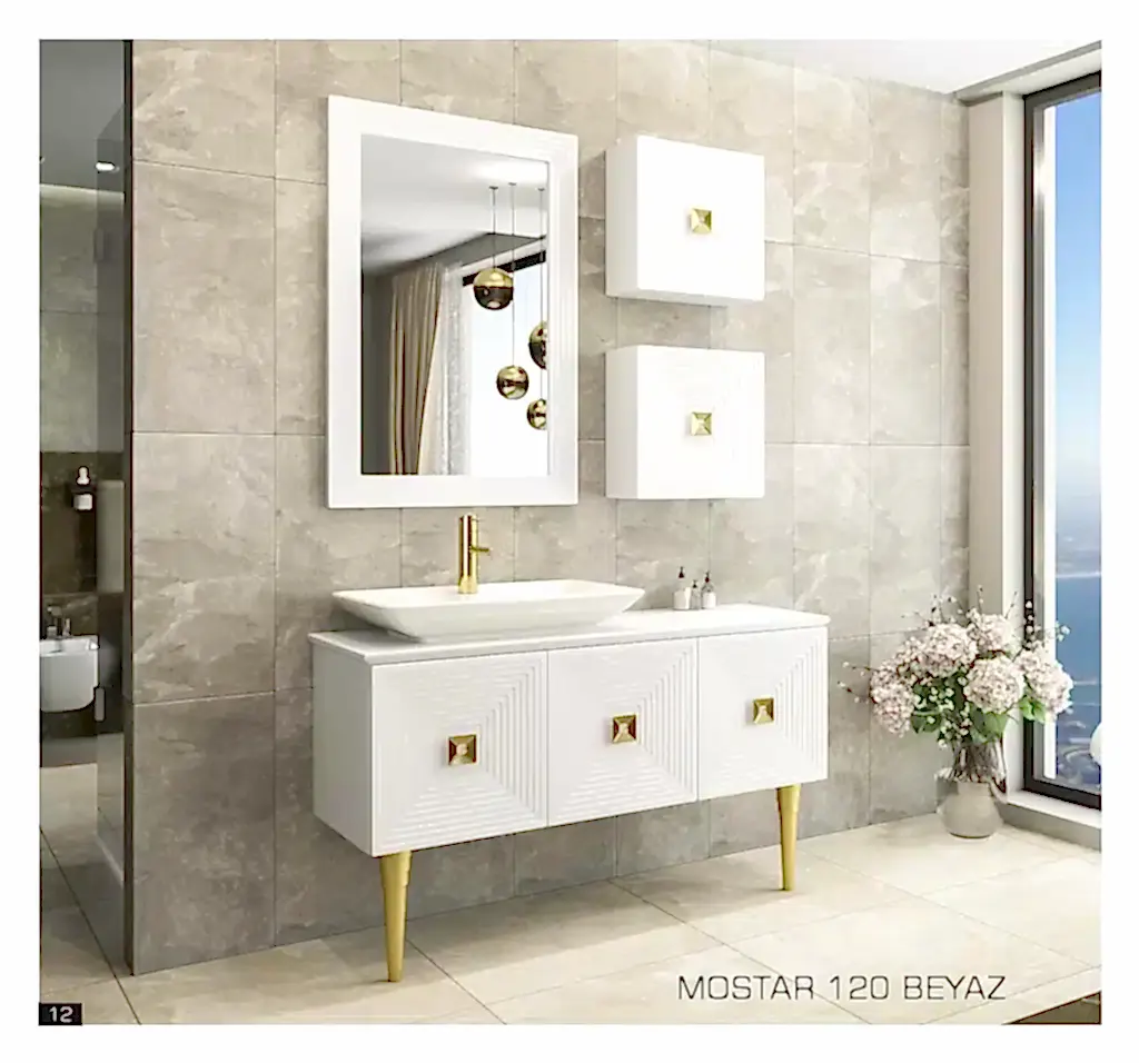 premium mostar banyo dolabı beyaz